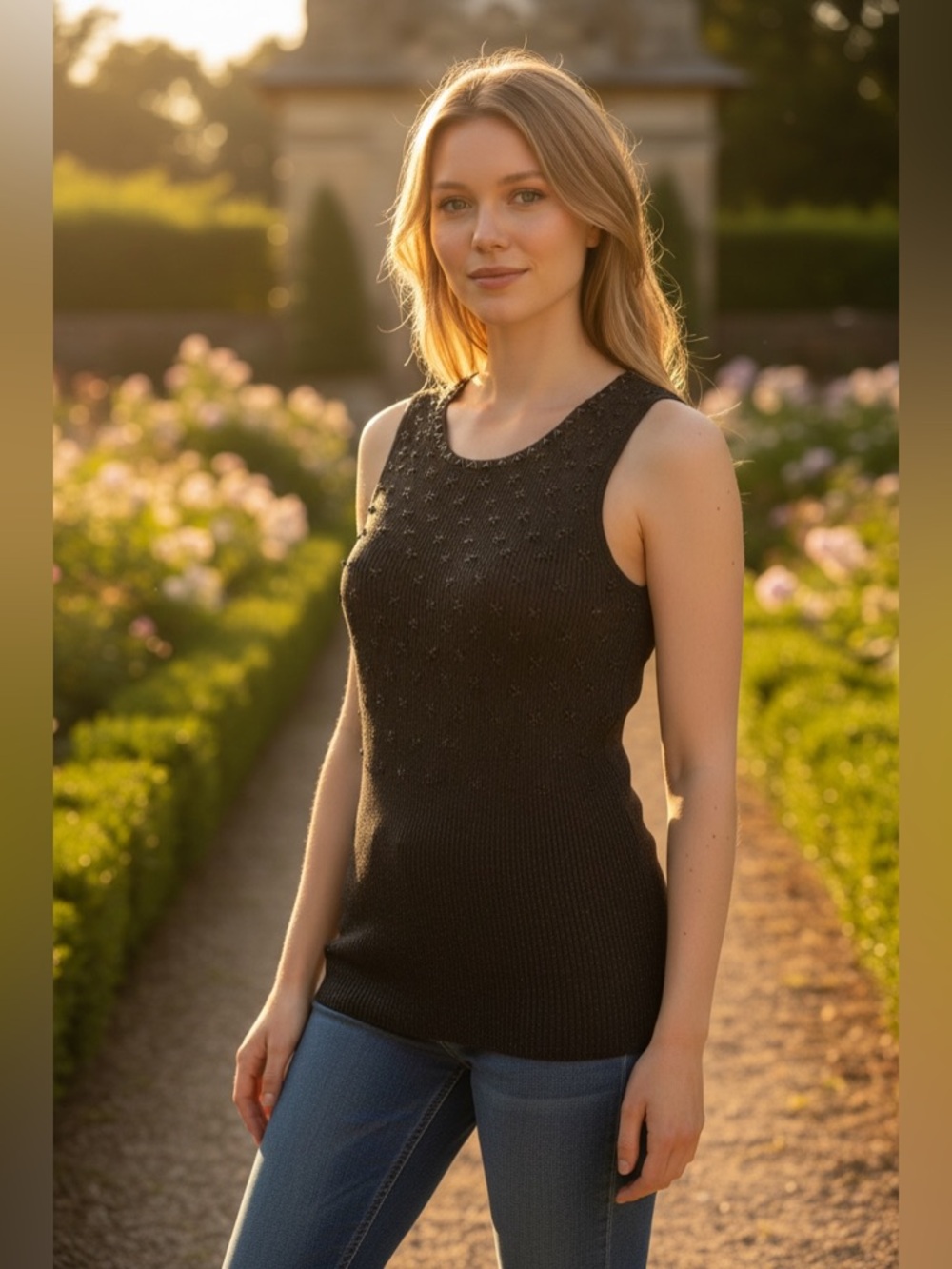 Y2K Bianca Nygård Beaded Black Sleeveless Top